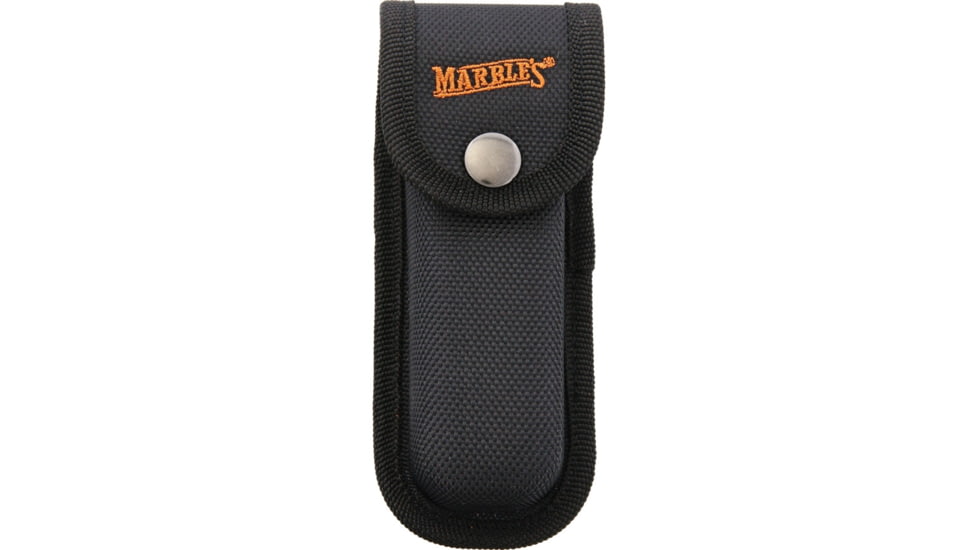 Marbles Brushy Mountian Survival Folding Knive Set, Lockback, Closed 5in, Blade 3.75in L SS L Standard Edge L Matte Finish, Handle Black L Plastic, Black Nylon Sheath, MR395