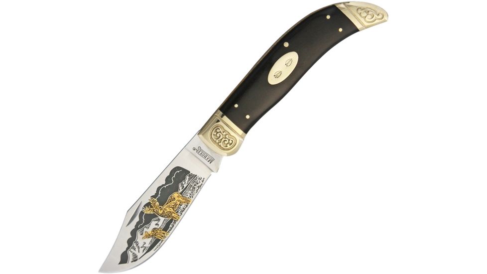 Marbles Clasp Knife Deer Folding Knife,4in,Black,Smooth Bone Handle MR366