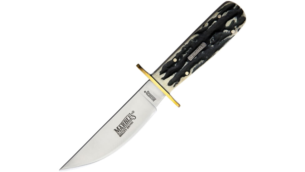 Marbles Cowboy Skinner Stag Bone Knife, 4.5 satin finish stainless blade, Black stag bone handle, KE34 / MR476