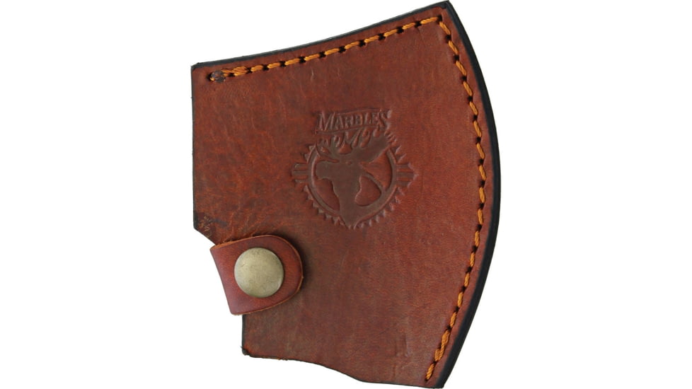 Marbles Damascus Hatchet Smooth Bone, 7.5in Overall, 3in Damascus Steel Axe Head With 3in Cutting Edge, White Smooth Bone Handle, Brown Leather Sheath, White, EG-654 / MR826D