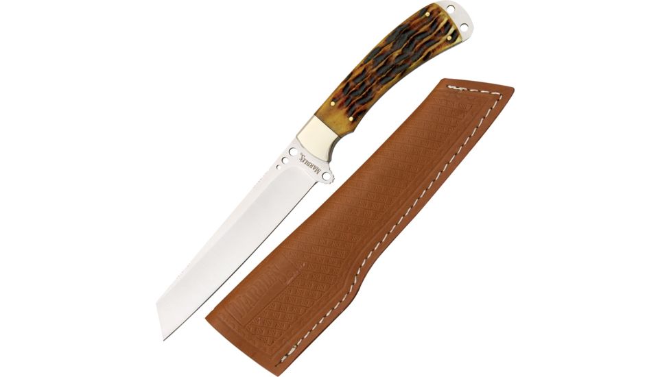 Marbles Fixed Blade Knife, 5.25in, Brown, Jigged Bone Handle MR241