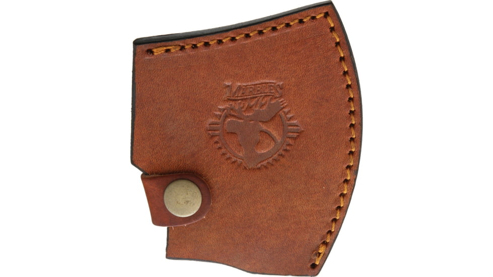 Marbles Hatchet Smooth Bone Handle, 8in Overall, 3in Cutting Edge, White Smooth Bone Handle, Stag Bone Guard, Brown Leather Sheath, White, SO- MR826