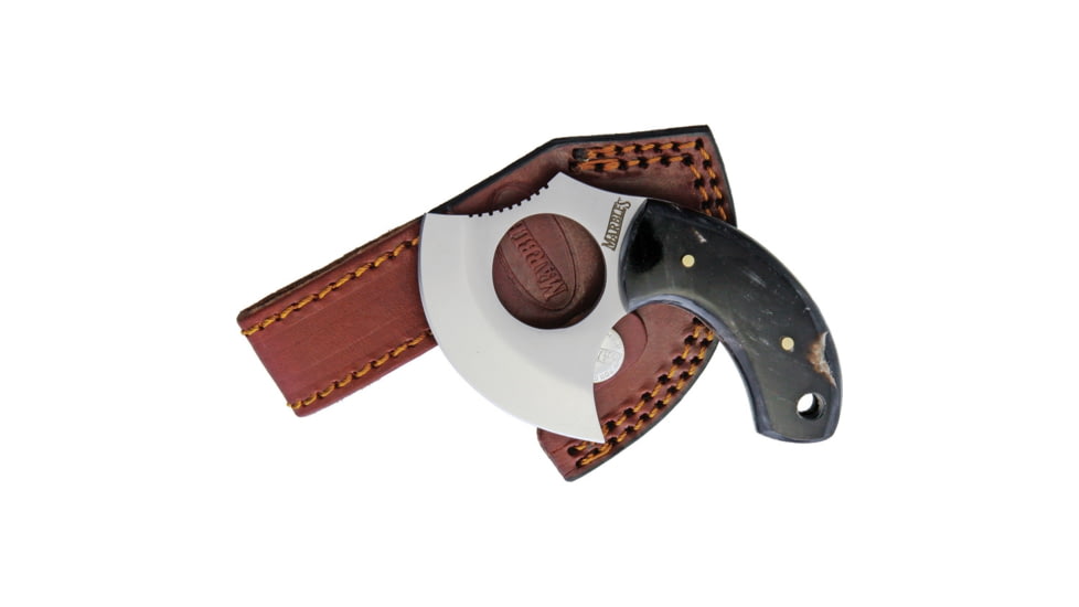 Marbles Horn Skinner Knife, 4.25in Overall, 2.63in Satin SS Blade, Horn Handle, Brown Leather Sheath, MR452 /EG-733