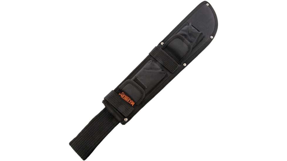 Marbles Machete Sheath With Stone Knife, Nylon, Black, For Use With 14in Machete, Orange Marbles Logo, Includes 3.5in X 1.625in X 0.5in Sharpening Stone, PO239 14