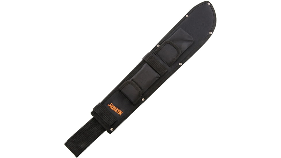 Marbles Machete Sheath with Stone Knife, Nylon, Black, For Use With 18in Machete, Orange Marbles Logo, Includes 3.5in X 1.625in X 0.5in Sharpening Stone, PO238 18