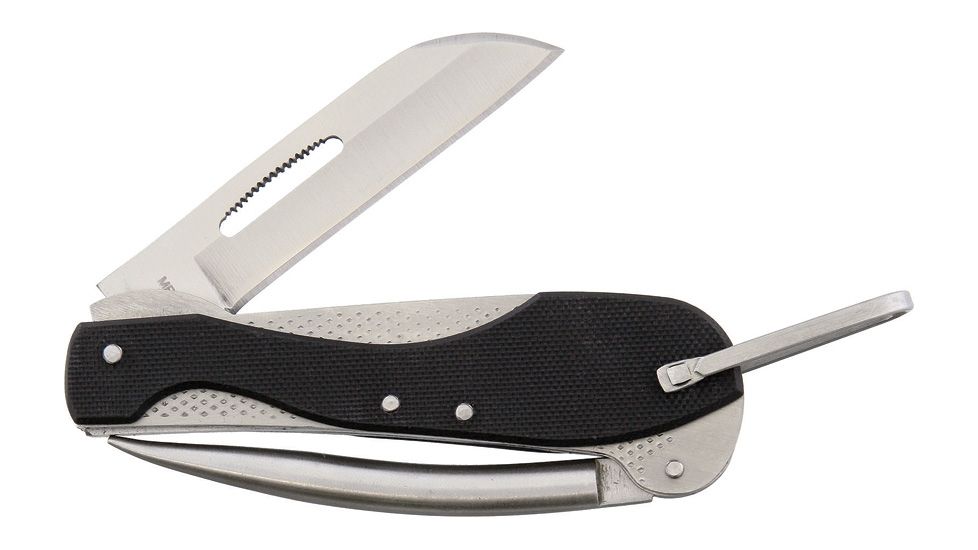 Marbles Marlin Spike Folder Folding Knife,3in,Stainless Steel,Standard Edge,Satin,Black,G10 Handle MR384