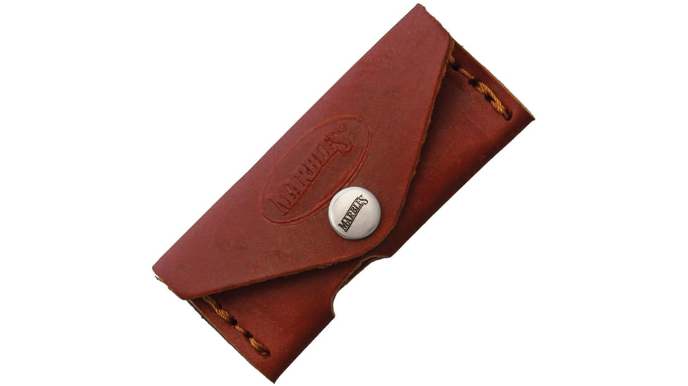Marbles Mini Axe Damascus, 6.5in Overall, 2.5in Damascus Steel Axe Head With 1in Cutting Edge, Wood Handle, Brown Leather Sheath, MR464 / EG-743