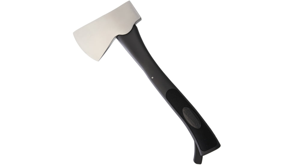 Marbles No 3 Safety Axe, 12in Overall, 2.63in Cutting Edge, 4.63in Satin SS Axe Head, Black Synthetic Handle, Swing-Arm Safety Mechanism For Safe Carry, Black, AXE HEAD/ CLAM PACK