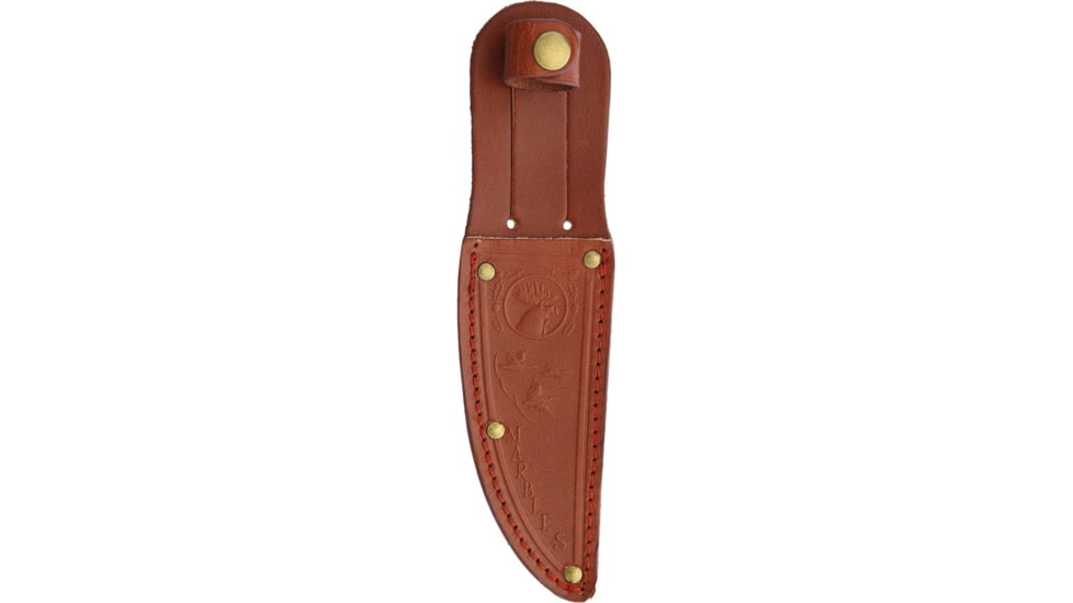 Marbles Outers Knife, 7.5in Overall, 4in Satin SS Clip Point Blade, Stag Bone Handle, Brown Leather Sheath, KE47 /MR403