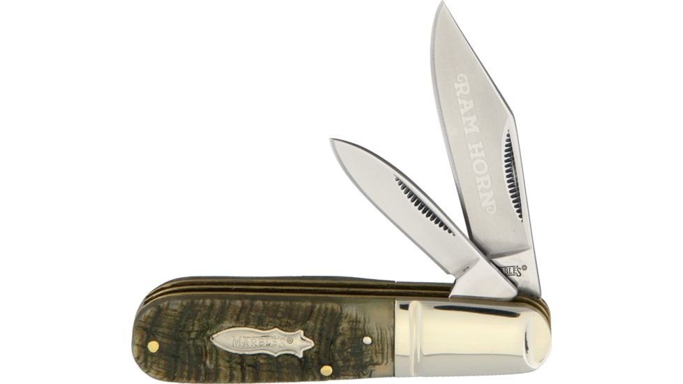 Marbles Ram's Horn Small Barlow Folding Knife,Stainless Steel,Standard Edge,Clip and Pen,Mirror Polish MR365