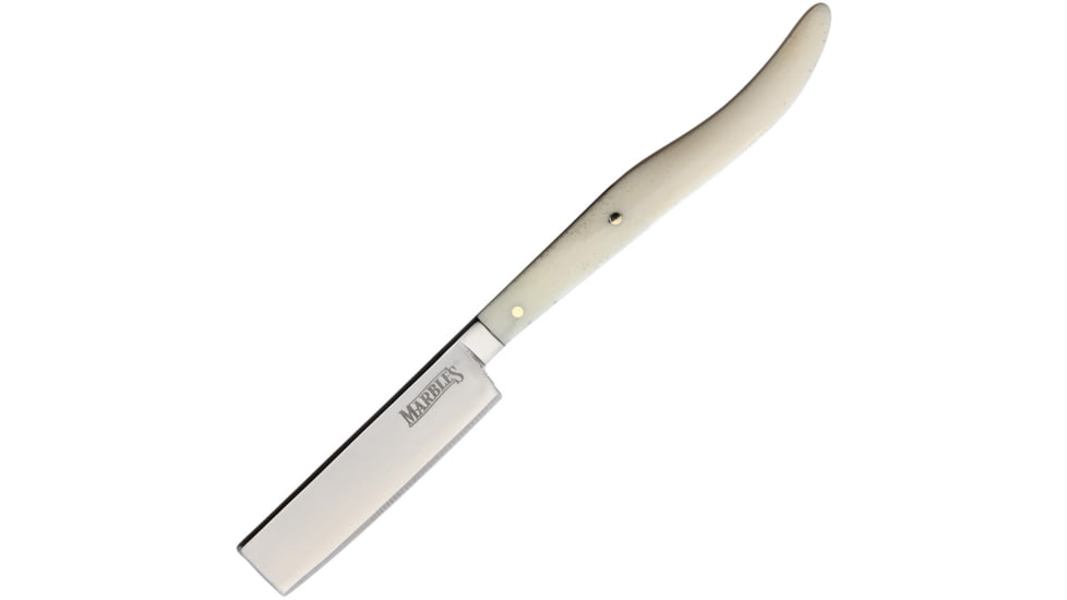 Marbles Straight Razor White Bone Folding Knife, 2.25 mirror finish stainless blade, White smooth bone handle, MR466