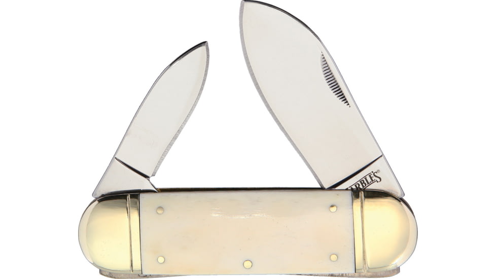 Marbles Sunfish White Smooth Bone Folding Knife, Mirror finish stainless spear and pen blades, White smooth bone handle, MR581/ PK510WH