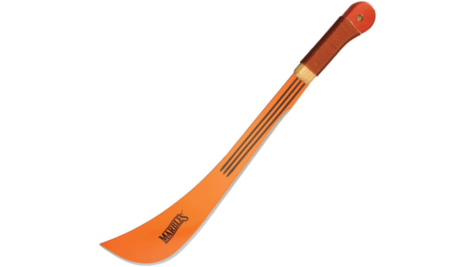 Marbles Swamp Master Machete Knife, 24.25in Overall, 18in Orange Finish SS Blade, Orange Wire Wrapped Wooden Handle, PDMA3218W