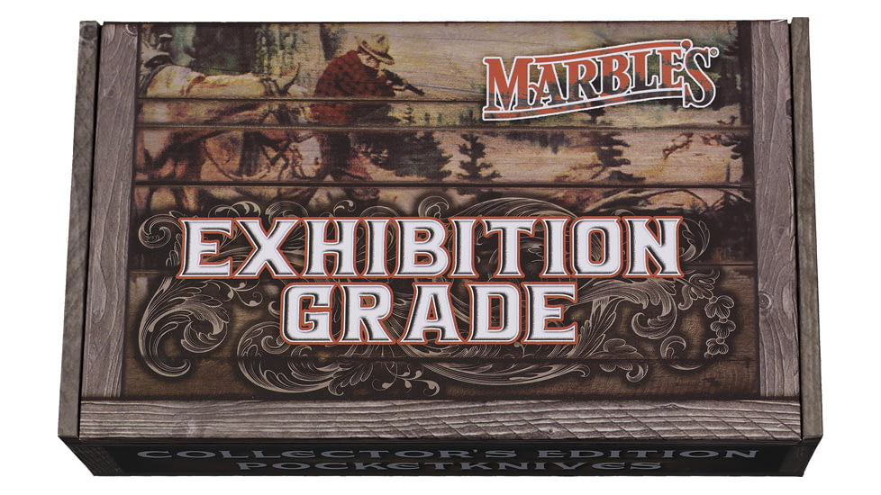 Marbles Trapper Brown Checkered Bone Folding Knife, 3.75in Closed, Mirror Stainless Clip/Spey Blades, Brown Checkered Bone Handle, KB284W