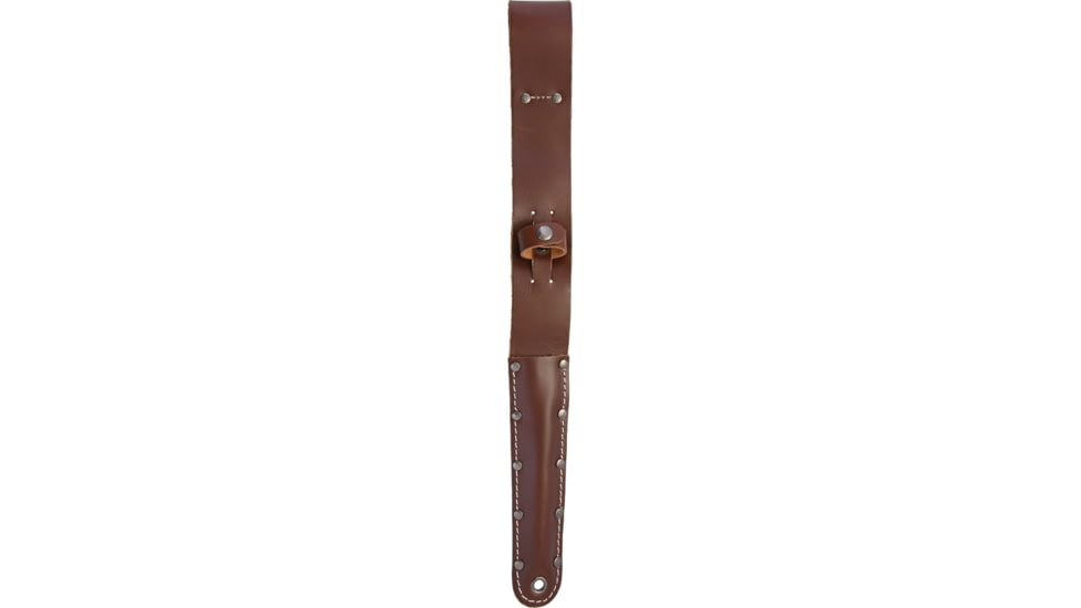 Marbles V-42 Dagger Knife, 12.5in Overall, 7.25in Black Double Edge 440 SS Dagger Blade, Stacked Leather Handle, Brown Leather Sheath, EM2098006