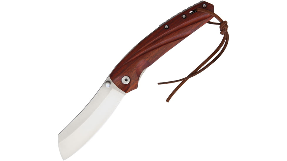 Marbles Wood Linerlock Folding Knife, 3.25 satin finish stainless blade, Brown sculpted wood handle, BF210646