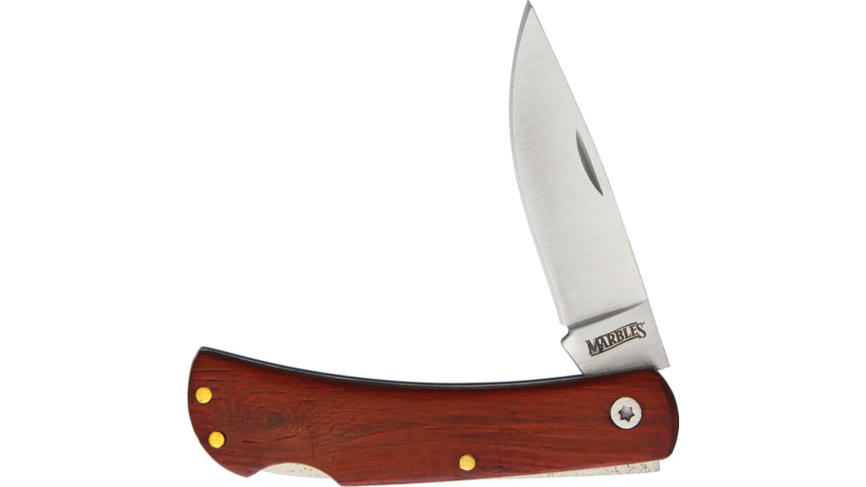 Marbles Wood Lockback Folding Knife, 2.5 satin finish stainless blade, Brown wood handle, PK2632 / MR470