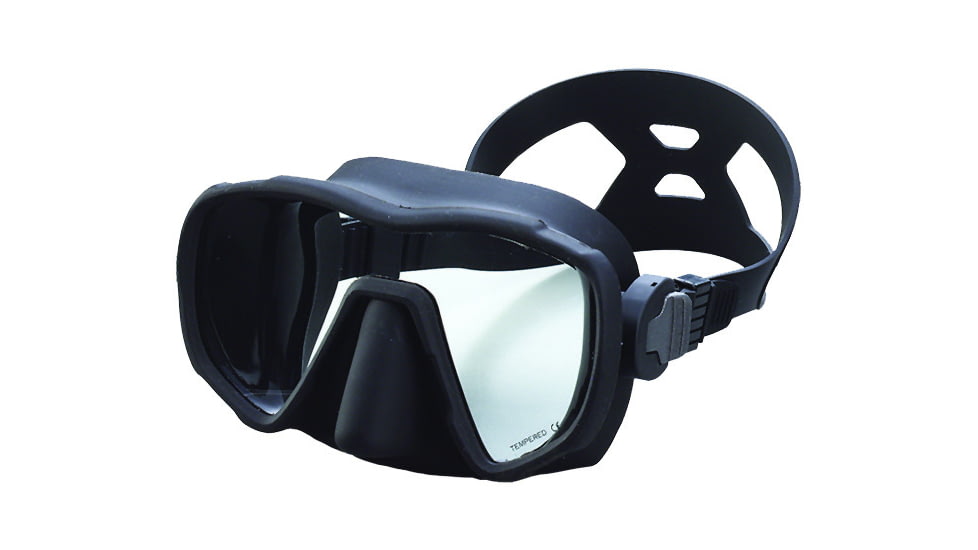 Marine Sports Mask Frameless Single Pane Lens - Hd Tempered Glass - Black, 4038BK