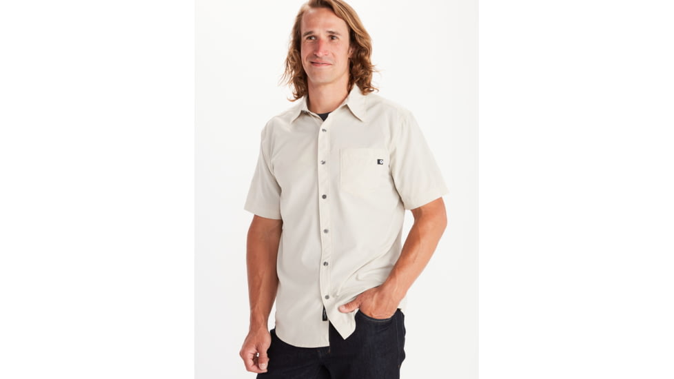 Marmot Aerobora Short Sleeve Top - Mens, Moonbeam, Small, 42100-7384-S