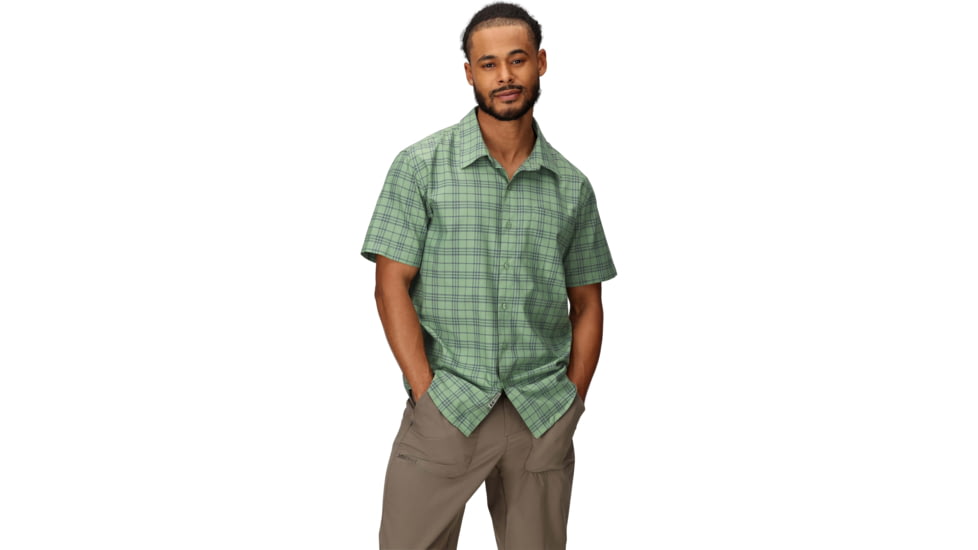 Marmot AirExchange Novelty SS Shirt - Men's, Agate Green/Thunderhead, S, M16475-24398S