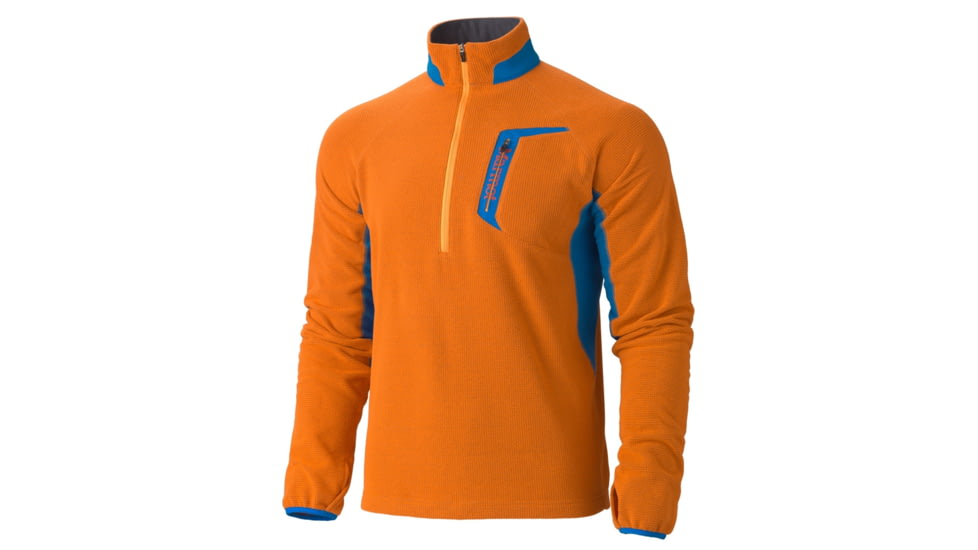 Marmot Alpinist Half Zip - Men's-Orange Spice/Cobalt Blue-Small