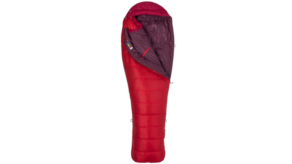 Marmot Always Summer Sleeping Bag, Team Red/Sienna Red, Regular, Left Zip, 29810-6998-LZ