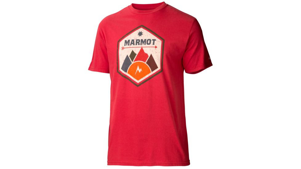 Marmot Badge Short Sleeve Tee - Men's-Cardinal-Large