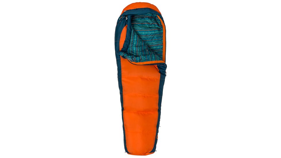 Marmot Banzai Trestles 35 Sleeping Bag - Kid's, Mandarin Orange/Denim, Reg 4ft / Left Zip, 38480-9503-LZ