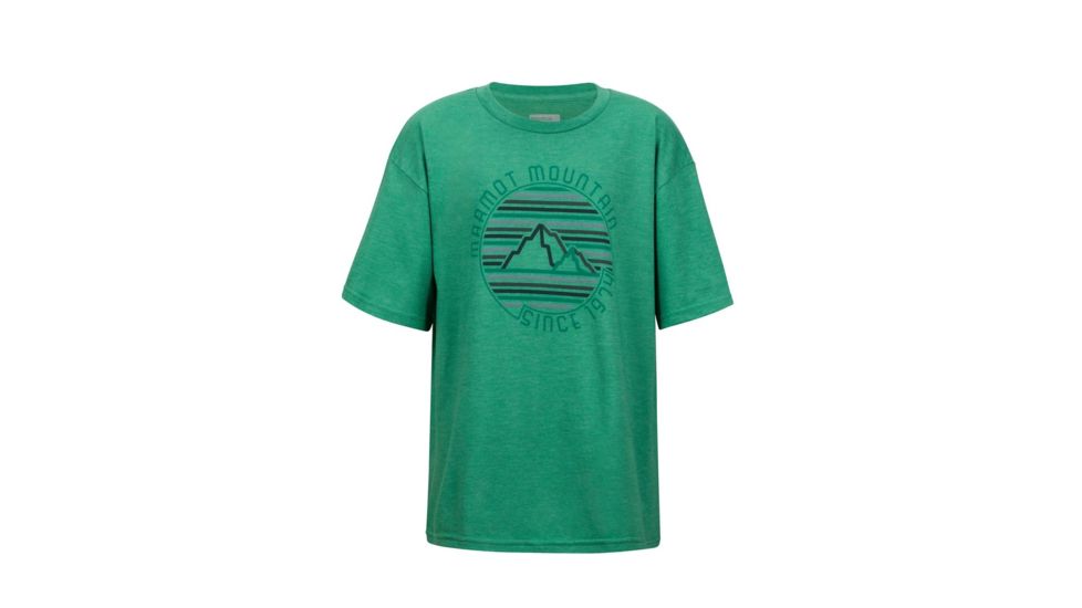 Marmot Boys Purview Short Sleeve T-Shirt, Emerald Heather, Small 42440-4768-S