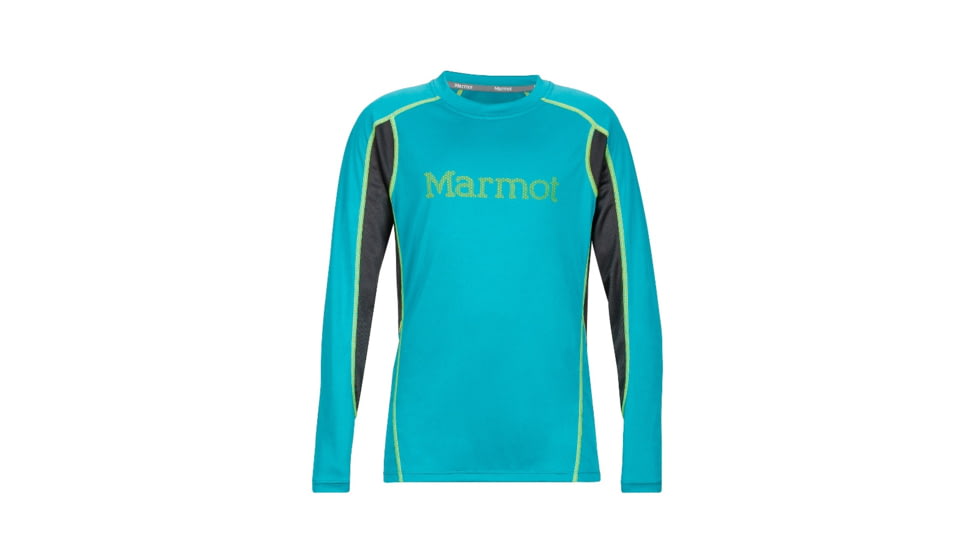 Marmot Boys Windridge w/ Graphic Long Sleeve, Deep Jade/Slate Grey, L, 50310-4783-L