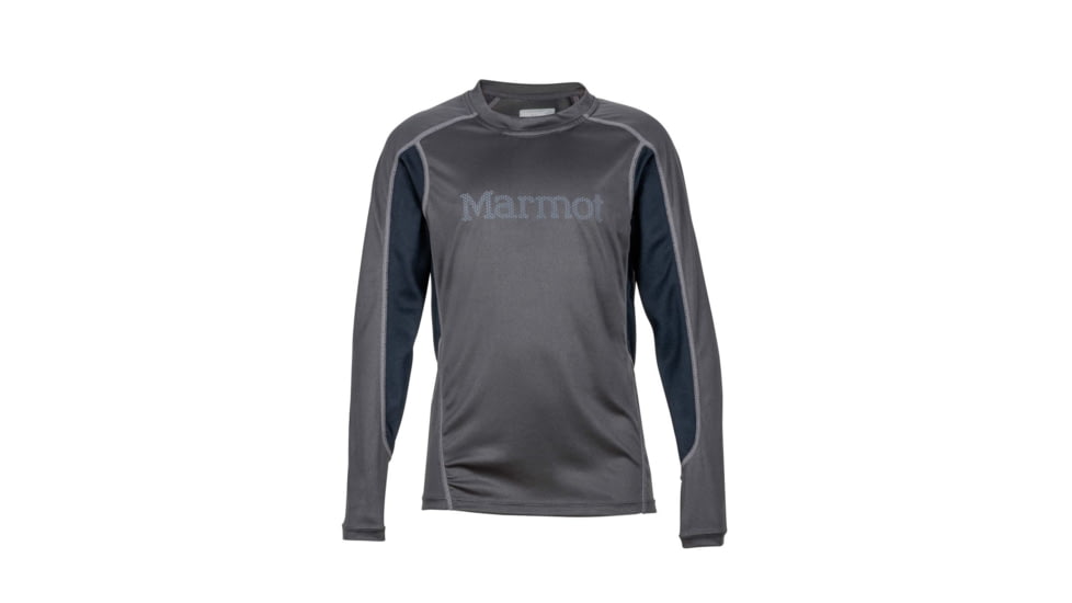 Marmot Boys Windridge W/ Graphic Long Sleeve T-Shirt, Slate Grey/Black, Extra Small 50310-1444-XS