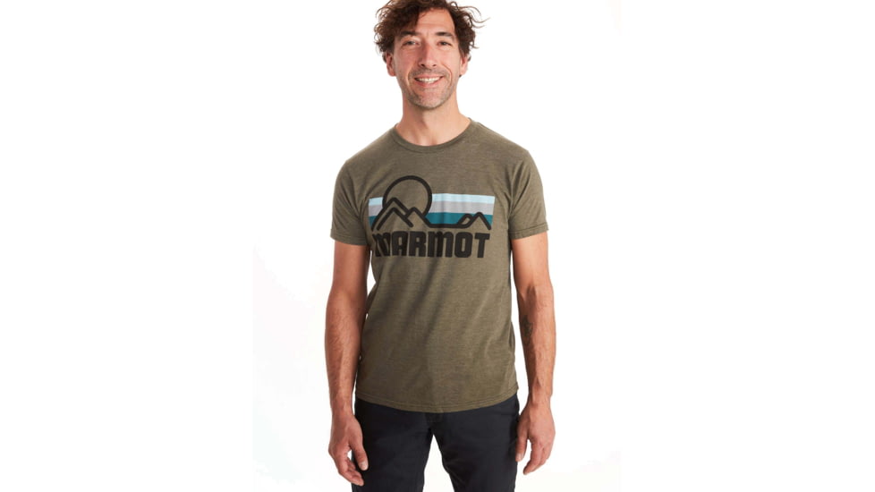 Marmot Coastal Short Sleeve T-Shirt - Mens, Dark Olive Heather/Toasted Almond, Medium, 42430-5032-M