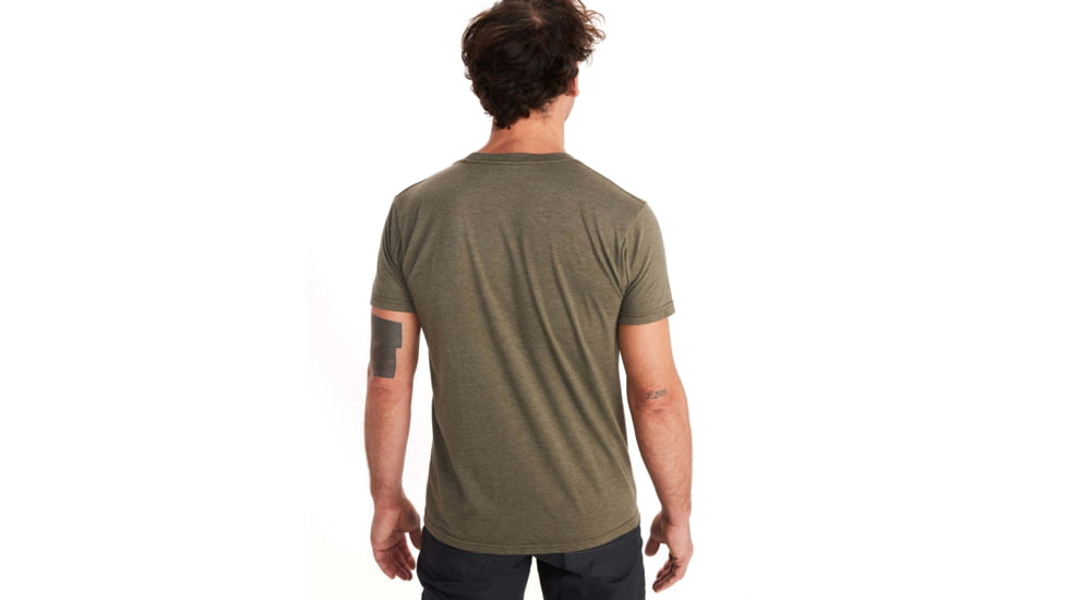 Marmot Coastal Short Sleeve T-Shirt - Mens, Dark Olive Heather/Toasted Almond, Medium, 42430-5032-M