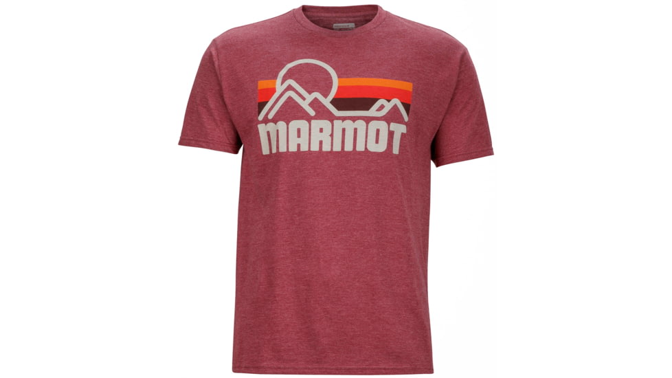 Marmot Coastal Short Sleeve Tee - Men's-Burgundy Heather-Small