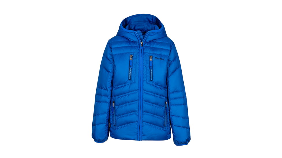 Marmot Demo, Boy's Hangtime Down Hoody, True Blue, M, 73490-3963-DEMO