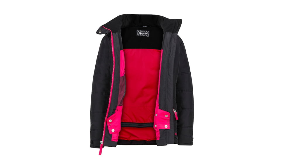 Marmot Demo, Girl's Val D'Sere Jacket, Black/Bright Ruby, M, 76680-1853-DEMO