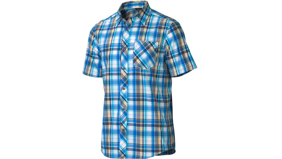 Marmot Dexter Plaid Short Sleeve - Men's-Azure Blue-Large