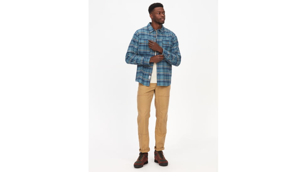 Marmot Doran Midweight Flannel Long Sleeve - Mens, Moon River, Large, M14661-1904-L