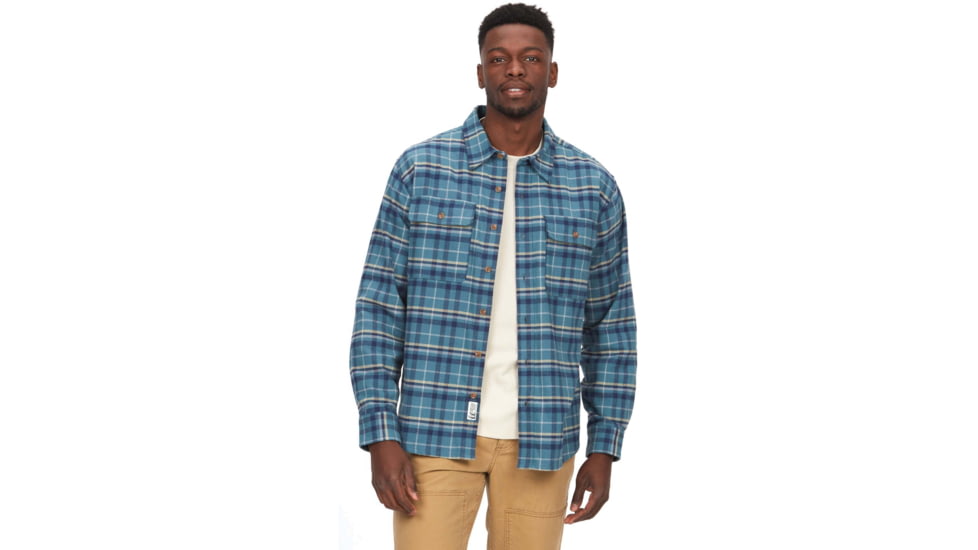 Marmot Doran Midweight Flannel Long Sleeve - Mens, Moon River, Large, M14661-1904-L