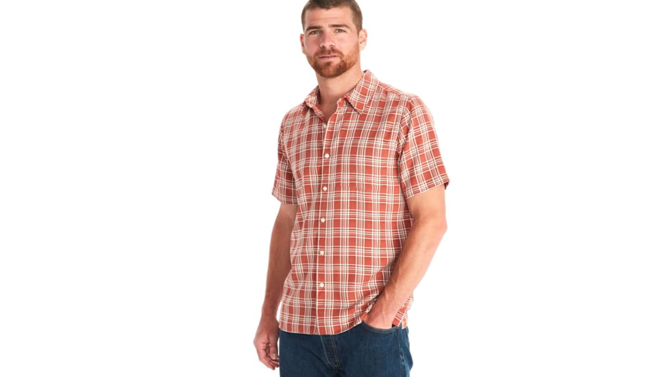 Marmot Eldridge Novelty Classic Short Sleeve - Mens, Auburn/Papyrus, Small, M10665-21784-S