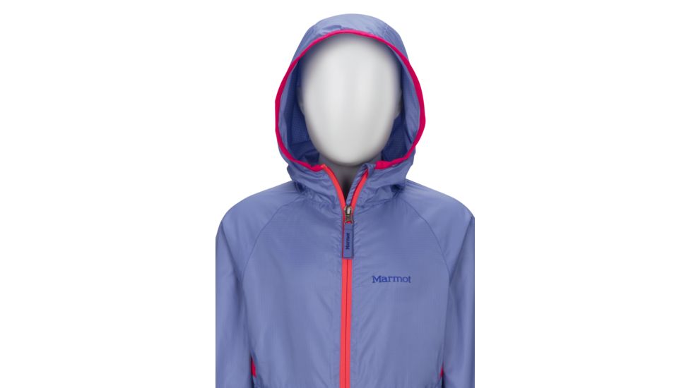 Marmot Ether Hoody - Girl's, Periwinkle/Bright Pink, Large 56190-3770-L
