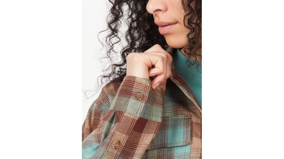 Marmot Fairfax Lightweight Boyfriend Flannel - Womens, Blue Agave, Large, M14835-3637-L