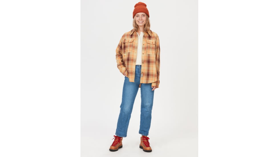 Marmot Fairfax Lightweight Boyfriend Flannel - Womens, Tangelo, Large, M14835-9434-L