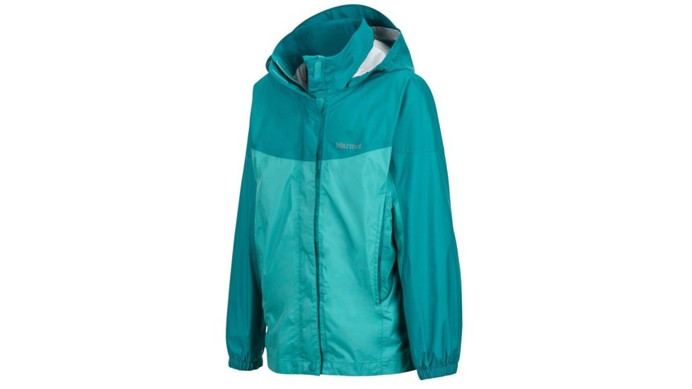 Marmot Girls Precip Jacket, Teal Tide/Malachite, L 55680-3662-L