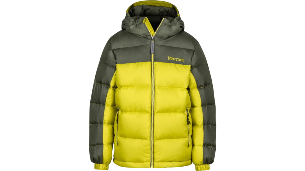 Marmot Guides Down Hoody - Boy's-Citronelle/Beetle Green-Medium