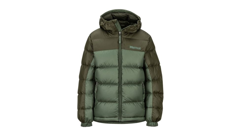 Marmot Guides Down Hoody - Boys, Crocodile/Rosin Green, Large, 73700-4850-L
