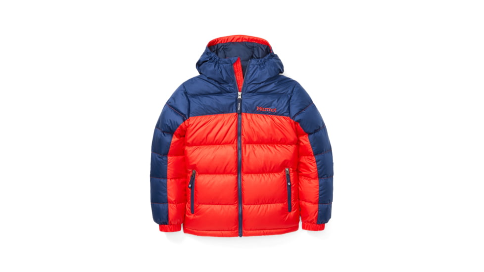 Marmot Guides Down Hoody - Kids, Victory Red/Arctic Navy, 2XL, 73700-5988-XXL