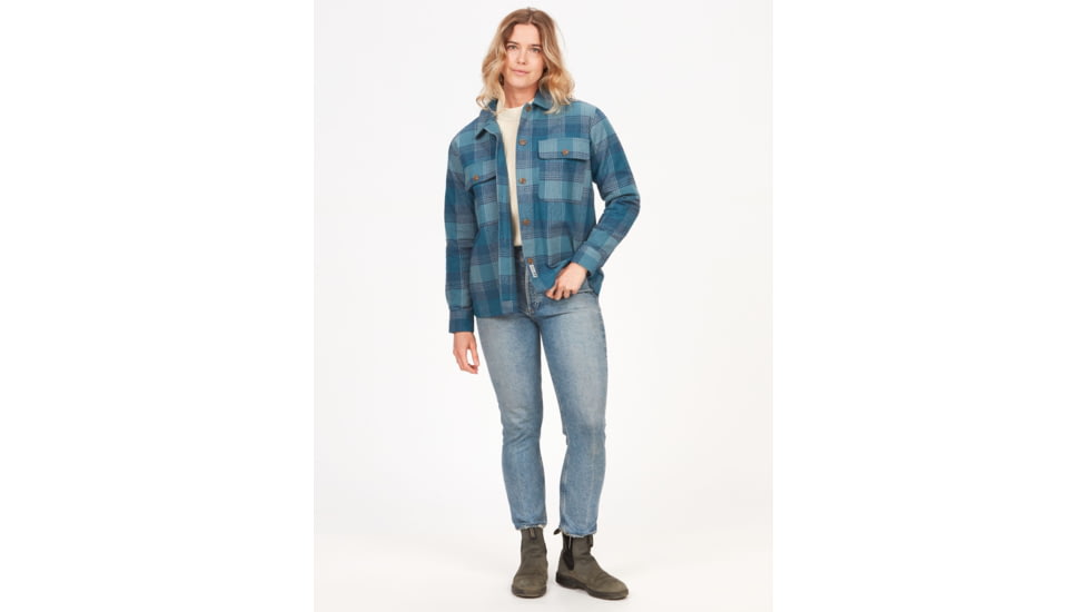 Marmot Incline Heavyweight Flannel Overshirt - Womens, Moon River, Small, M14678-1904-S