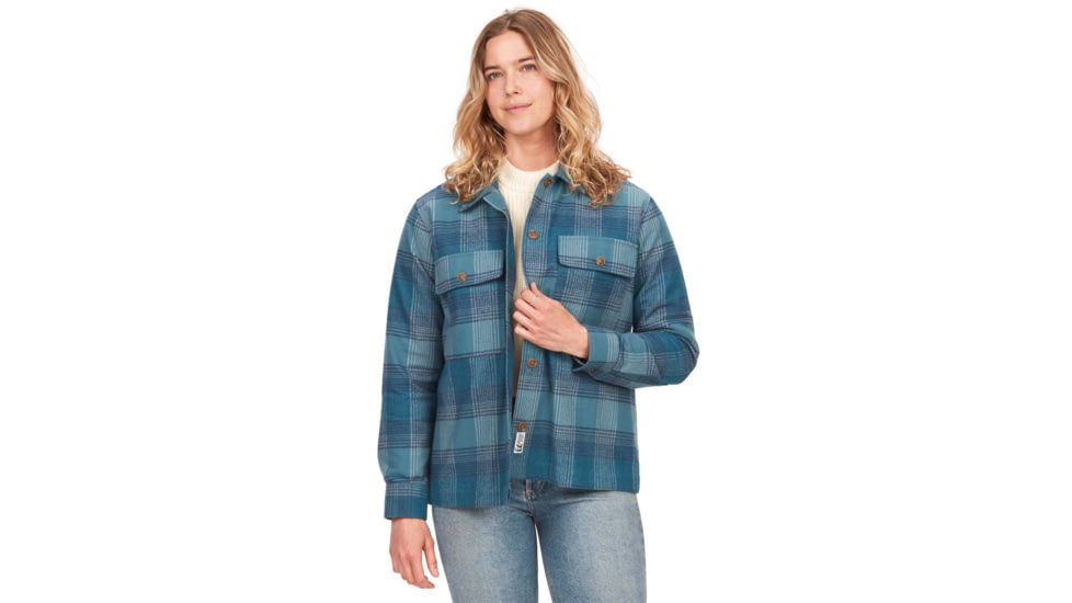 Marmot Incline Heavyweight Flannel Overshirt - Womens, Moon River, Small, M14678-1904-S