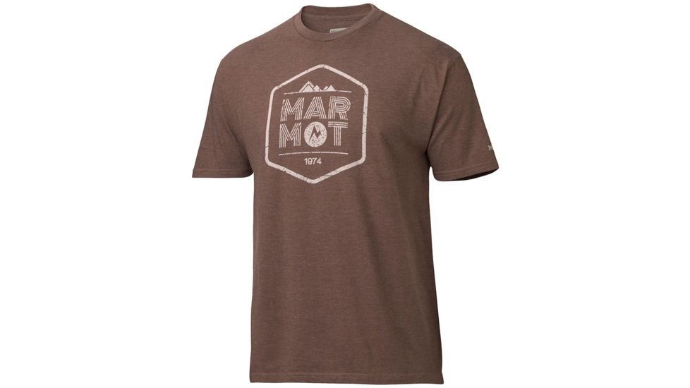 Marmot Just Short Sleeve Tee - Men's-Dark Brown Heather-X-Large